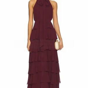 Lovers + Friends Deep Wine Backless Dress